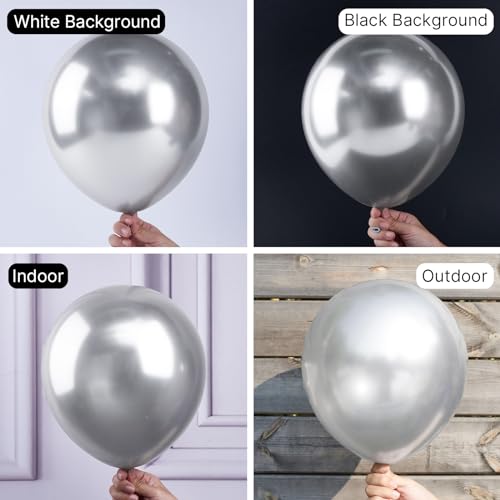 partywoo metallic silver balloons 50 pcs 12 inch silver metallic balloons silver balloons for balloon garland or arch as wedding decorations birthday decorations party decorations silver-g102