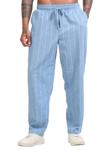 Image of StitchX Men's Airport Look Textured Seersucker Cotton Jogger Trousers S-4XL