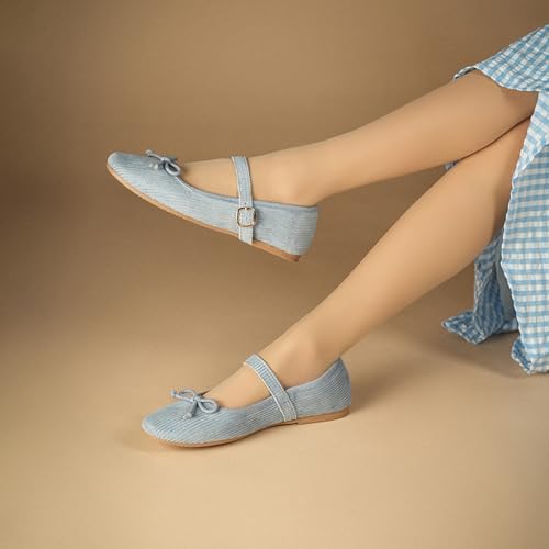 Image of Theater Dorothy Casual Ballet Flats for Women | Stylish Mary Jane Ballerina with Bow Detail | Lightweight Comfortable Footwear with Cushioned Insole