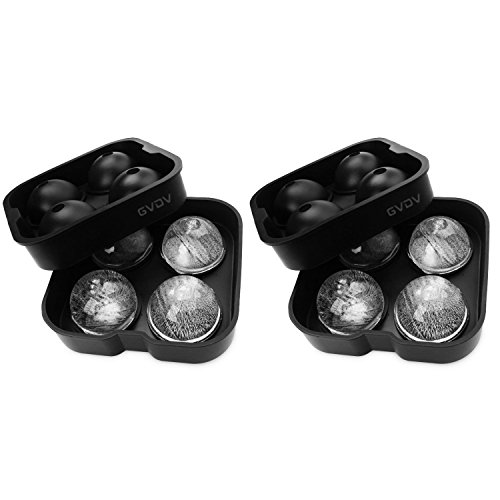 [Pack de 2] Bandeja de Hielo Redondo, GVDV Hielo Molde 4 * 4.5 cm de Silicona 100% SIN BPA, Negro