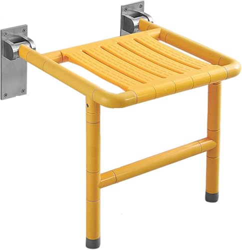 LMYFGHRD Asiento de ducha plegable de pared para personas mayores, banco de ducha abatible con patas, soporta 350 kg, ideal para ancianos y discapacitados, color blanco