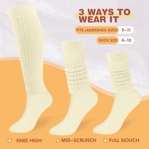 Image of Buauty Slouch Socks for Women, Soft Extra Long Chunky Scrunch Knee High Sock Winter Knit Slouchy Socks Leg Warmmers