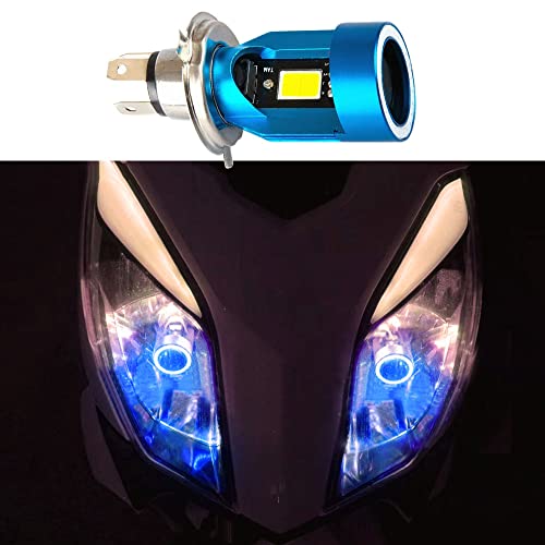Lámpara LED para motocicleta H4 con ojo azul y luz blanca miniatura 6