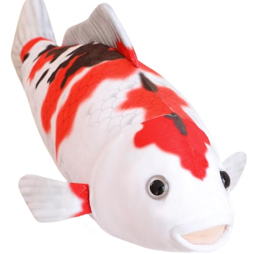 ELAINREN 3D Lifelike Fish Shape Plush Pillow Soft Big Carp Stuffed Toy Cushion,Giant Simulation Goldfish Plushie Gifts/29.5''
