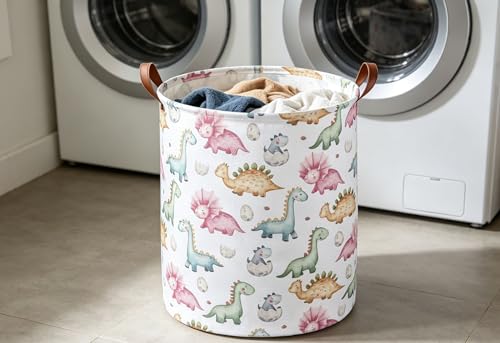 Image of ESSME Dinosaur Laundry Basket,Dinosaur Laundry Hamper for Room Decor,Baby hamper,Nursery Hamper,Cute Basket.(Cute Dinosaur)