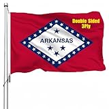 WANSHUNDE Arkansas Flag 3x5 Outdoor Double Sided - Heavy Duty Polyester State of Arkansas Flags for Outside 4 Rows Hemming AR Flag with 2 Brass Grommets
