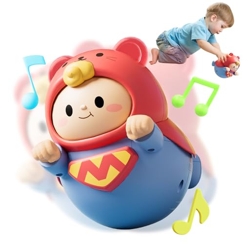 SVIOKODX Baby Roly-Poly Toy,Wobble Toy for Boy Gir,Crawling,Tummy Time,Sensory & Musical,Baby Essentials for Travel, Gifts for 18+ Month Toddler