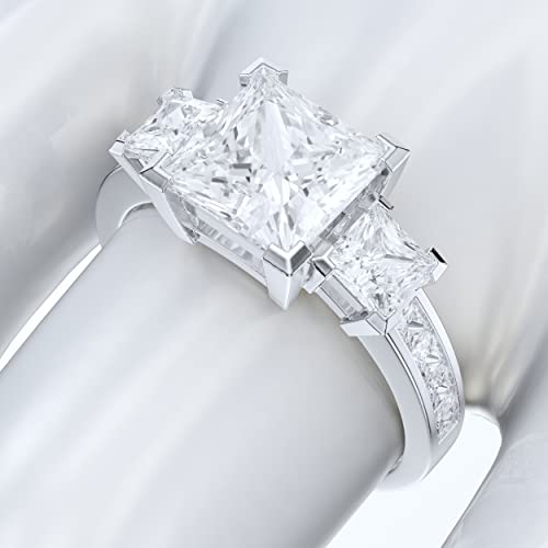PRSTANI 14k White Gold Three Stones All Princess Cut Simulated Diamond Engagement Ring 2CT Main Stone (3.5) - Image 5
