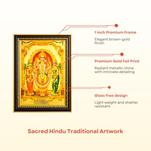 Image of Paramporul Gallery Gold Foil Photo Frame for Pooja Room, Hindu God Wall Decor, Ready to Hang, 10x14 Inch (muruganvallideivanai)