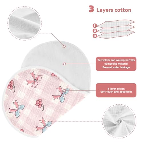 vvfelixl Gingham Kawaii Cherry Burp Cloths for Baby Boy Girls Baby Washcloths Burp Rags 1 Pack3