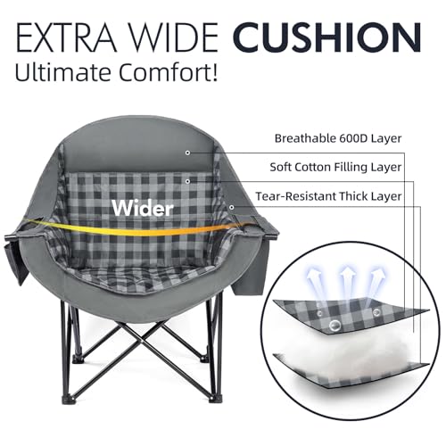 Image of Oversized Camping Chairs for Adults - Heavy Duty Padded Outdoor Camp Chair