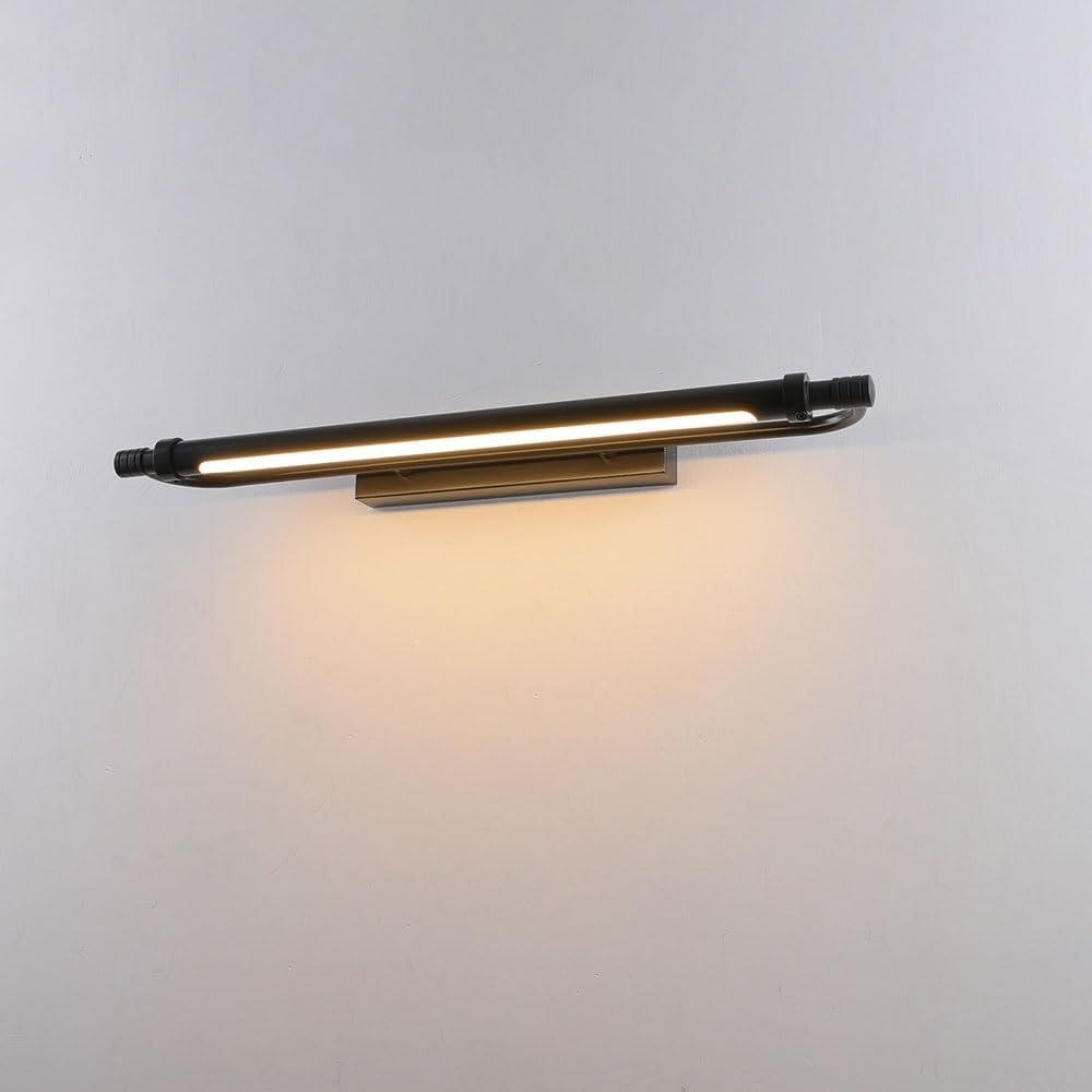 lampa do montażu na ścianie Czarna metalowa minimalistyczna lampa akcentowa do galerii, dekoracja sali wystawowej, tło oświetlenia toaletki