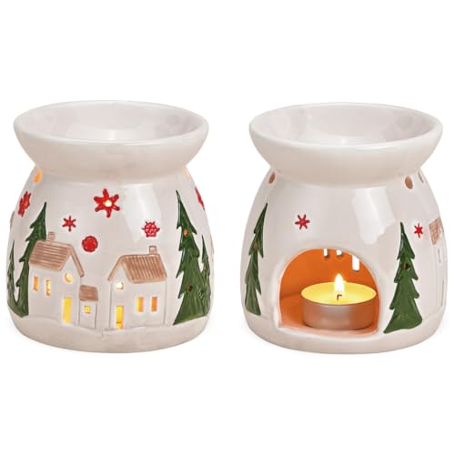 Duftlampen Set Weihnachten aus Keramik - Aromalampe für ätherische...