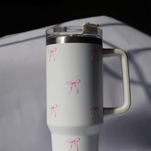 Image of 1200ML Stainless Steel Tumbler Hot and Cold with Handle and Lid and 2 Straws, Double Insulated Cup Leak Proof Mug Cupholder for Gym, Travelling (Cranberry)