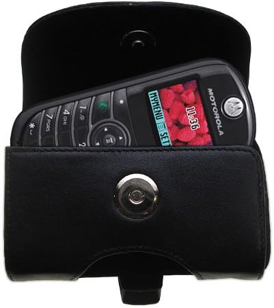 Gomadic Designer Black Leather Motorola C139 Belt Carrying Case – Includes Optional Belt Loop and Removable Clip