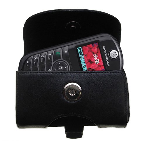 Gomadic Designer Black Leather Motorola C139 Belt Carrying Case – Includes Optional Belt Loop And Removable Clip #TOP2