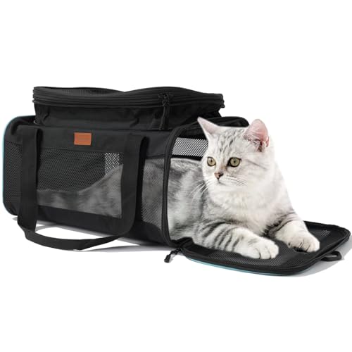 HSC PET Soft Cats Carrier Small Dog Carriers Airline Approved Softsides Pets Bag,Black,Lightweight,Luxury Style,Top Expandable,Guaranteed on Cabin Board Flight Travel Recommend Under 15 lbs (Black) - image 8