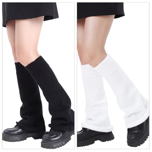 GALPADA Knitted Leg Warmers for Women 2 Pairs of Thermal Sock Covers Cute Winter Accessories Stylish Bell-Bottom Design2