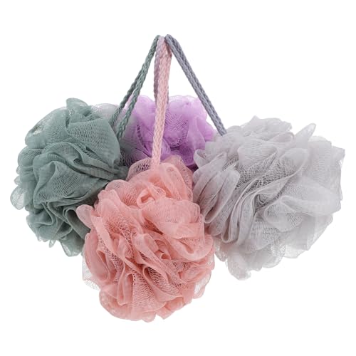 VALICLUD 4 Piezas flor de baño de bolas de baño bañera Fuerra de limpieza de la piel gomas para la ducha esponja de baño accesorios para el baño esponja de lufa poliéster