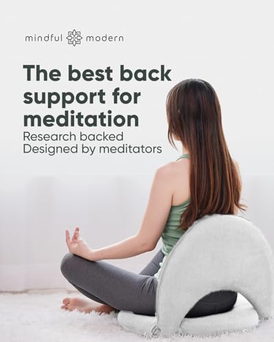 Image of Mindful Modern Meditation Chair | Adjustable Floor Chair with Back Support | Padded Floor Seat for Posture Support and Comfort | Portable Folds Flat for Storage | Indoor /Outdoor Use | Classic White