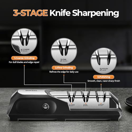 Kitchen Professional Electric Knife Sharpener: 3-Stage 100% Diamond Abrasives Knife - image 4
