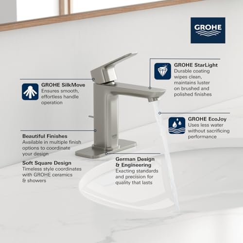 Grohe 1019202430 Cubeo Single Hole Single Handle M-Size Bathroom Faucet, 1.2 GPM, Matte Black thumbnail 3