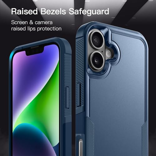 Image of KARWAN Shockproof Back Case Cover Compatible with iPhone 16, Heavy Duty Case with 360 Degree Camera Protection, Dual Layer Rugged Bumper Protection Cover with Matte Finish (Blue)
