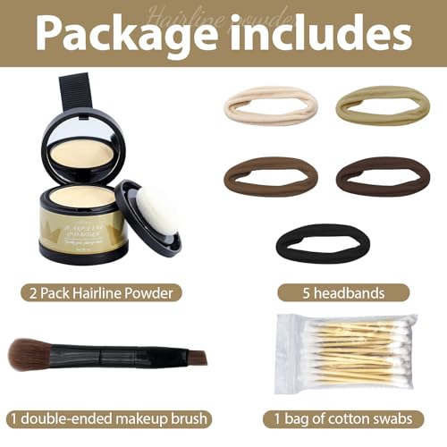 2 Pack Hairline Powder for Women and Men,Used to Root Touch Up Hair Color, Thinning Hair,Gray Hair Coverage and Bald Spots Coverage, Light Blonde