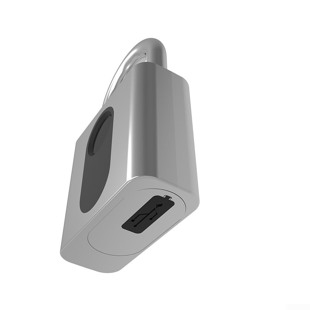 Cadenas intelligent pour empreintes digitales avec 60 empreintes digitales, application mobile via Oklock+, étanchéité IP65 en alliage de zinc et construction en acier inoxydable, 160 mAh
