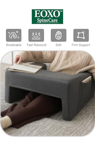 Image of Lap Desk Pillow & Wedge Cushion White Combo Laptop Pillow, Bed & Sofa & Floor, Lightweight (Grey Lap Desk)