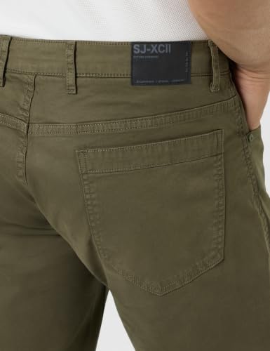 Image of Spykar Men Olive Green Cotton Slim Fit Ankle Length Mid Rise Trousers