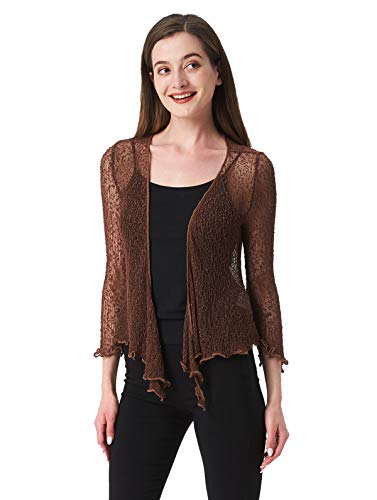 Sofishie Women's Lightweight Mesh Knit Sheer Shrug, Open Neck, 3/4 Sleeve, Beach/Casual Wear3