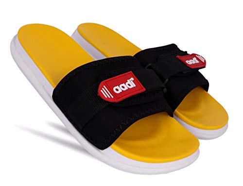 Image of AADI Men's Synthetic Leather Daily Use Casual Sliders /Flip Flop & Slippers