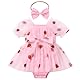 FYMNSI Baby Outfit 1 Geburtstag M?dchen, Neugeborenes Fotoshooting Kleidung Erdbeere Kleider Kurzarm T?ll T?t? Prinzessin Partykleid Festliches Festkleid Bodykleid Taufe Hochzeit Rosa 6-12 Monate