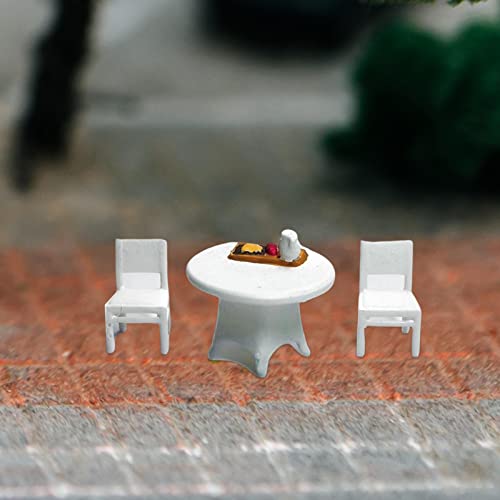 3Pcs 1/64 Modelo de mesa e cadeira Artesanato em resina Coleções de micro paisagens Adereços de film