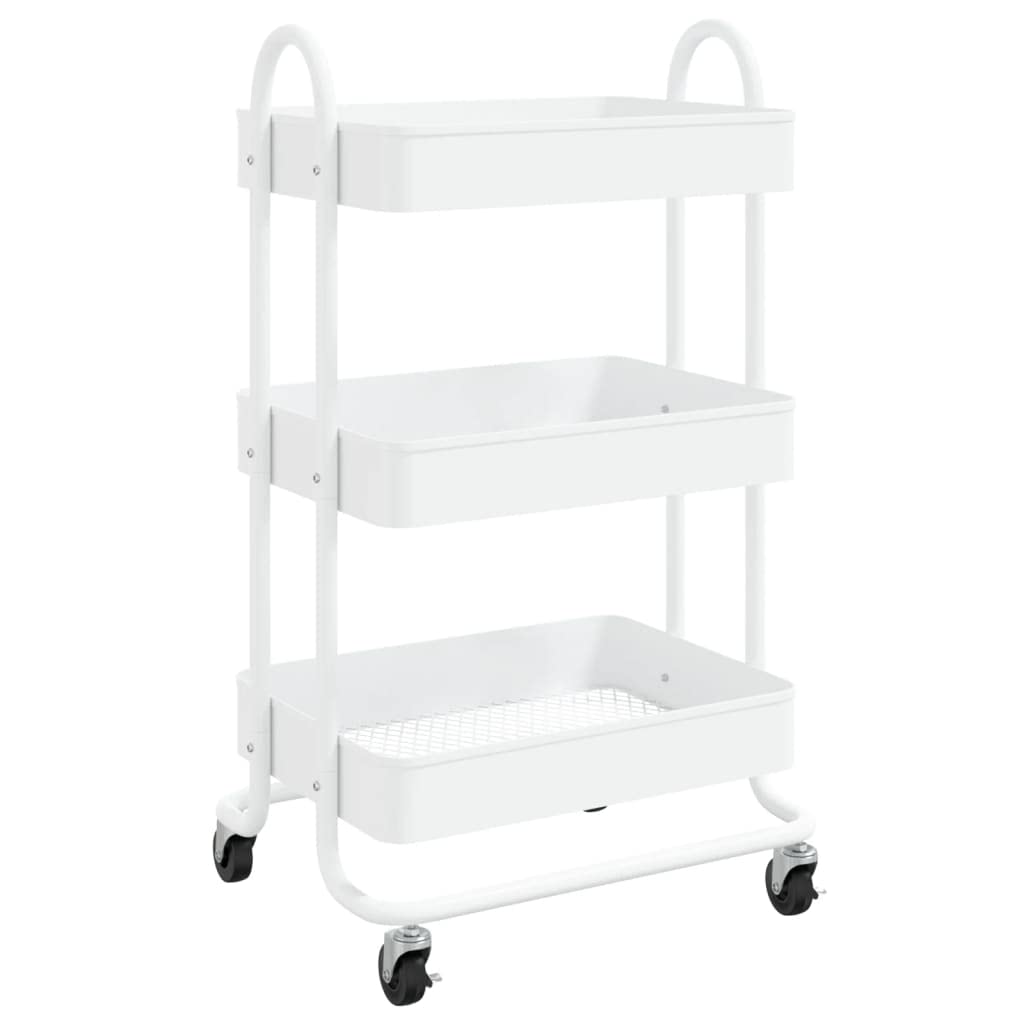 Carrello a 3 ripiani, bianco, 43 x 34 x 79 cm, in acciaio