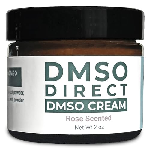 DMSO Cream - Rose Scented Solvent, 70% Dimethyl Sulfoxide (99.99% Pure), Oil-Free with Aloe & Arrowroot, 2 oz Amber Glass Jar