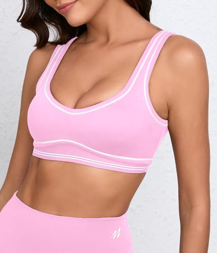 Image of Women Sweetheart Padded Sports Bra- Workout Fitness Square Neck Low Back Yoga Bra