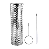 Turm-Luftfritteusenkorb, aus Edelstahl, leicht, rund, für Grill, Grill, Bräter, Trommel zum Grillen (XL)