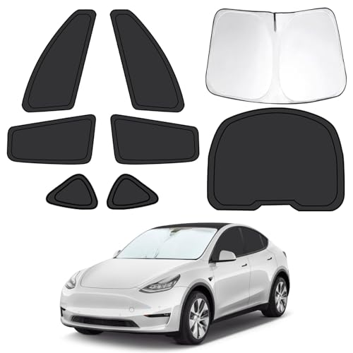 8pcs Car Window Shades Intended for Tesla Model Y 2020-2024(not for Juniper) Foldable Car Window Covers for Privacy Full Sunshades Fit for Tesla Front Rear Windshield Side Windows to Block UV