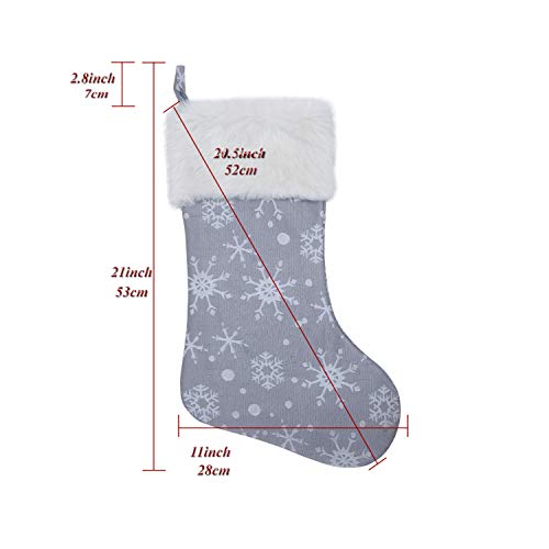 S-Deal Grey White Snow Pattern 21 Inches Christmas Stocking Double Layers Gift Holders Xmas Holiday Party Mantel Decoration #TOP2