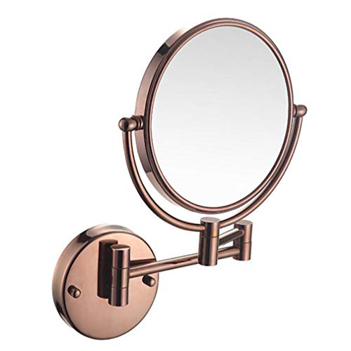 Miroir de maquillage pivotant 360° double face à grossissement multiple or rose