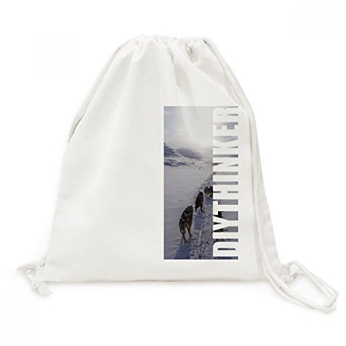 Sac à dos en toile cordon de serrage chien Husky animal de neige voyage