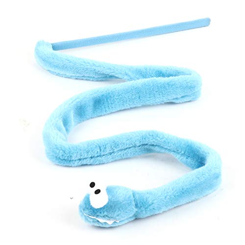 Sheens Divertente Bacchetta di Piume interattiva Giocattolo Peluche a Forma di Serpente Striscia Lunga Teaser Gatto Chaser Giocattolo per Gatti Gattino Esercizio Gioca Regali Divertenti(Blu)