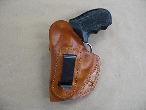 Azula Leather Clip On OWB Belt Concealment Holster for Smith & Wesson S&W J Frame 5 Shot Revolver TAN RH