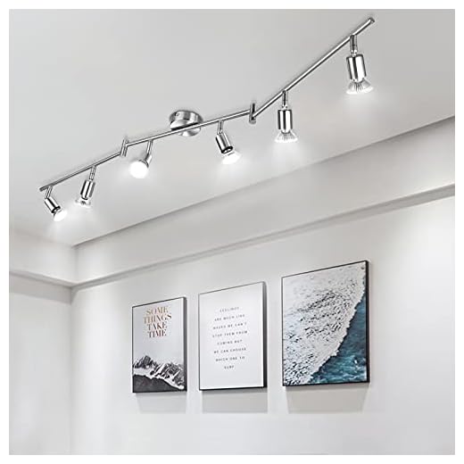 wowatt Spots de Plafond Orientable - Pivotants Plafonnier Industriel Plafonnier 6 Spots Luminaire Spot Nikel Mat Douille GU10 pour Cuisine Chambre Salon Couloir Salle à manger Sans Ampoules