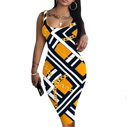 Image of Nimsruc Women Casual Sexy Tank Top Bodycon Dress Summer Pencil Sleeveless Basic Midi Club Dresses