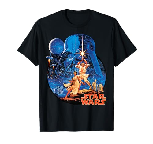 Star Wars Camiseta Vintage Hombre S Manga Corta Negro S