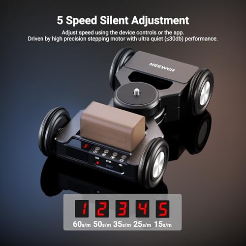 Image of NEEWER DL400 Upgraded Motorized Camera Slider Dolly with App Control, Dual Motor Drive & Non Slip Wheels, 5H Runtime, Compatible with GoPro iPhone Android Samsung Smartphone DSLR Camera Camcorder
