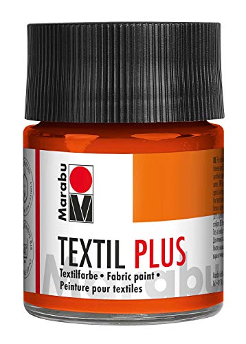 Marabu 17150005023 - Textil Plus rotorange 50 ml volldeckende Stoffmalfarbe für dunkle Stoffe geeignet für Stoffmalerei und Stoffdruck nach Fixierung waschbeständig bis 40 C